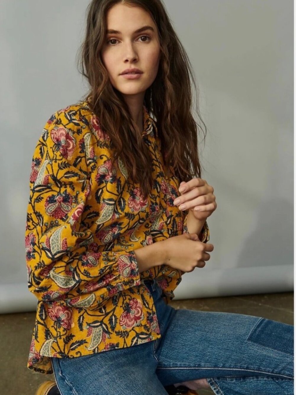 Anthropologie Pilcro Sigourney Corduroy Button Down Shirt Size Small